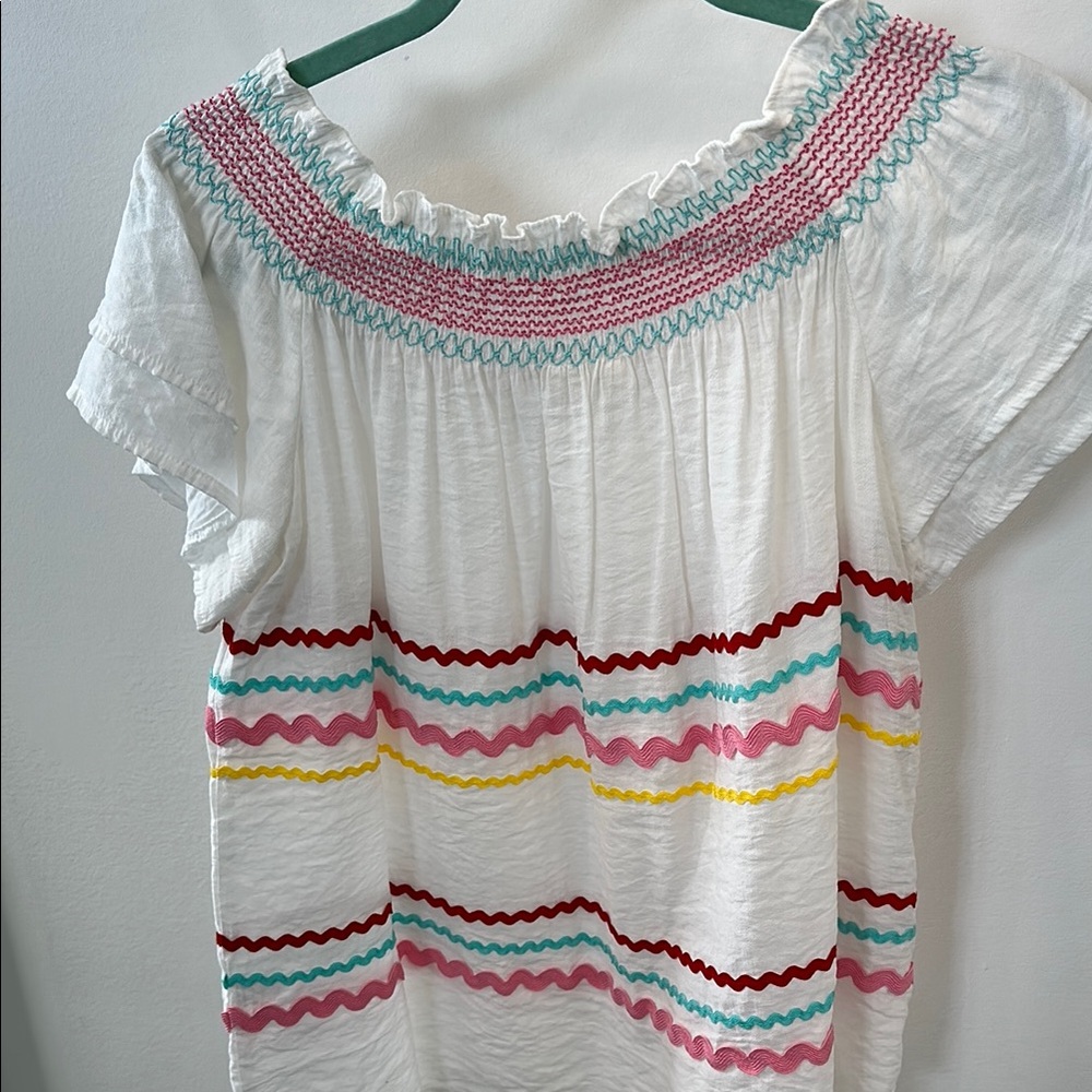 Colorful Ric Rac Trim Women's Top - Picture 2 of 6